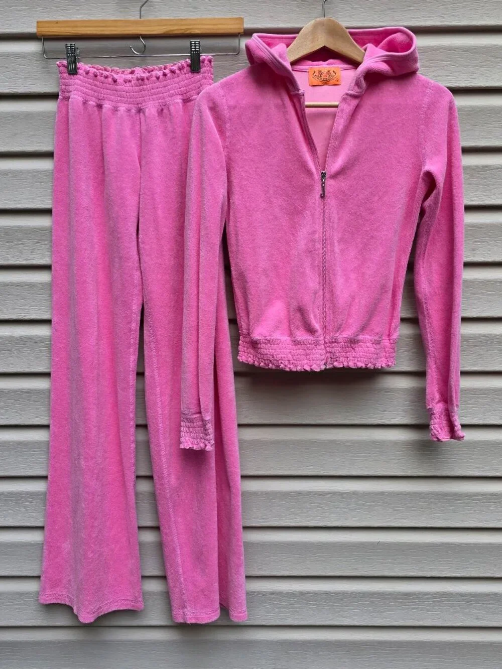 VTG Juicy Couture Pink Terry Cloth Tracksuit Set USA Small Y2K